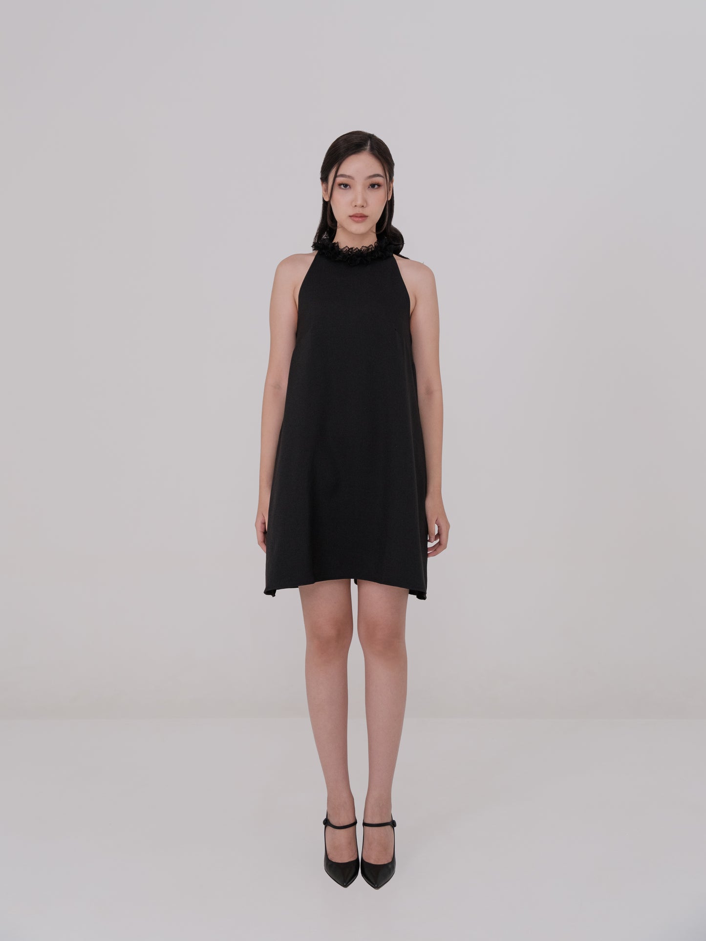 Posh Halter Dress With Ruffle