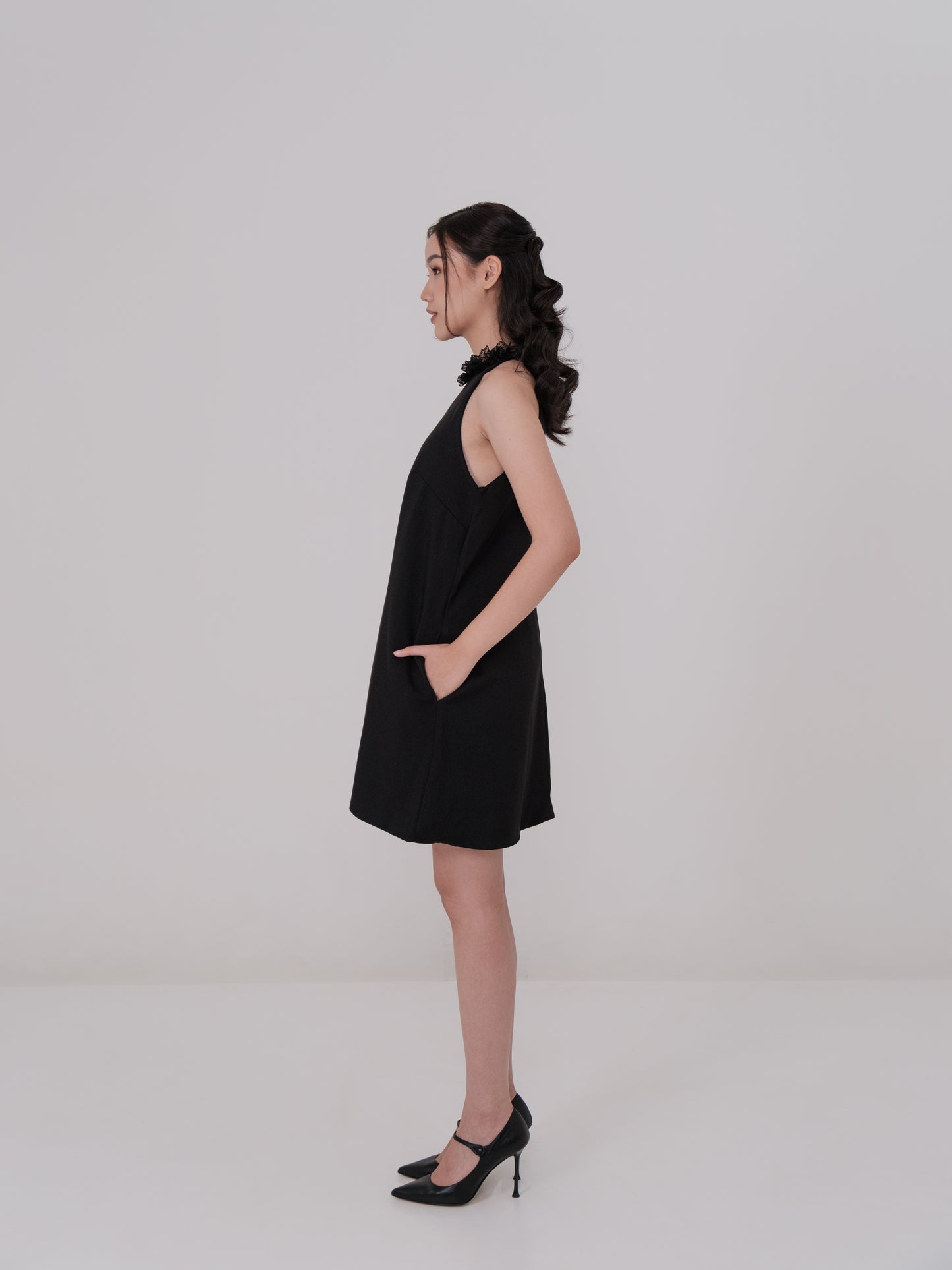 Posh Halter Dress With Ruffle