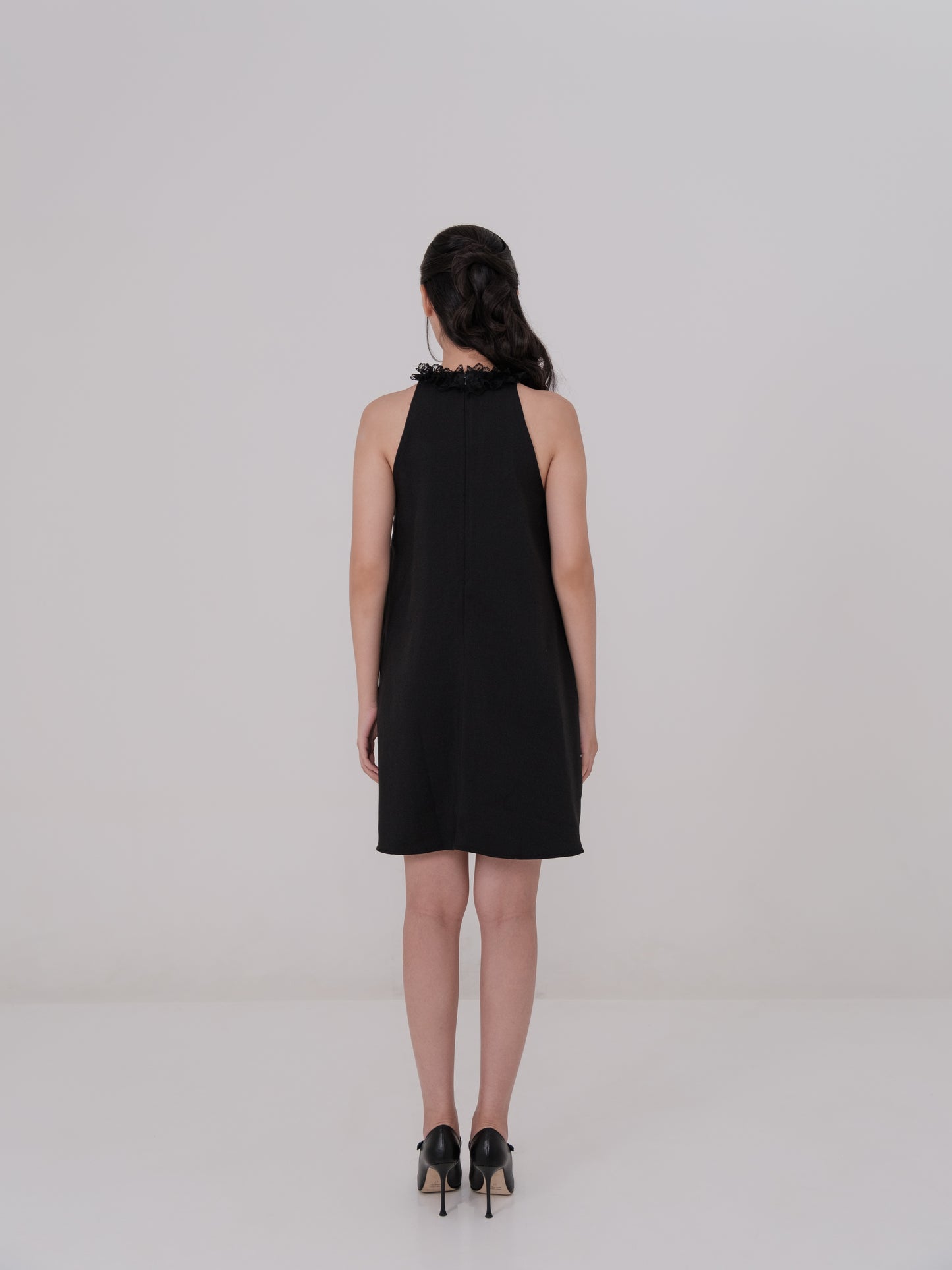 Posh Halter Dress With Ruffle