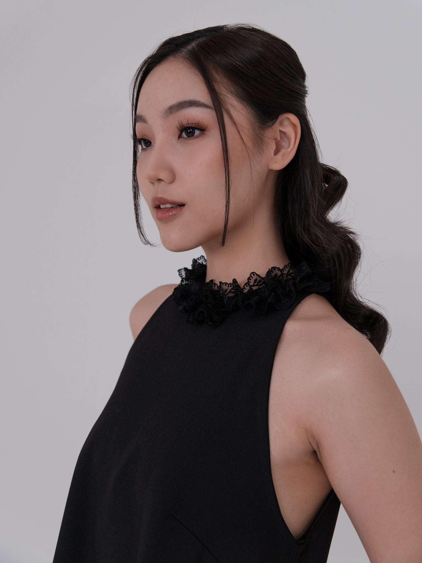 Posh Halter Dress With Ruffle