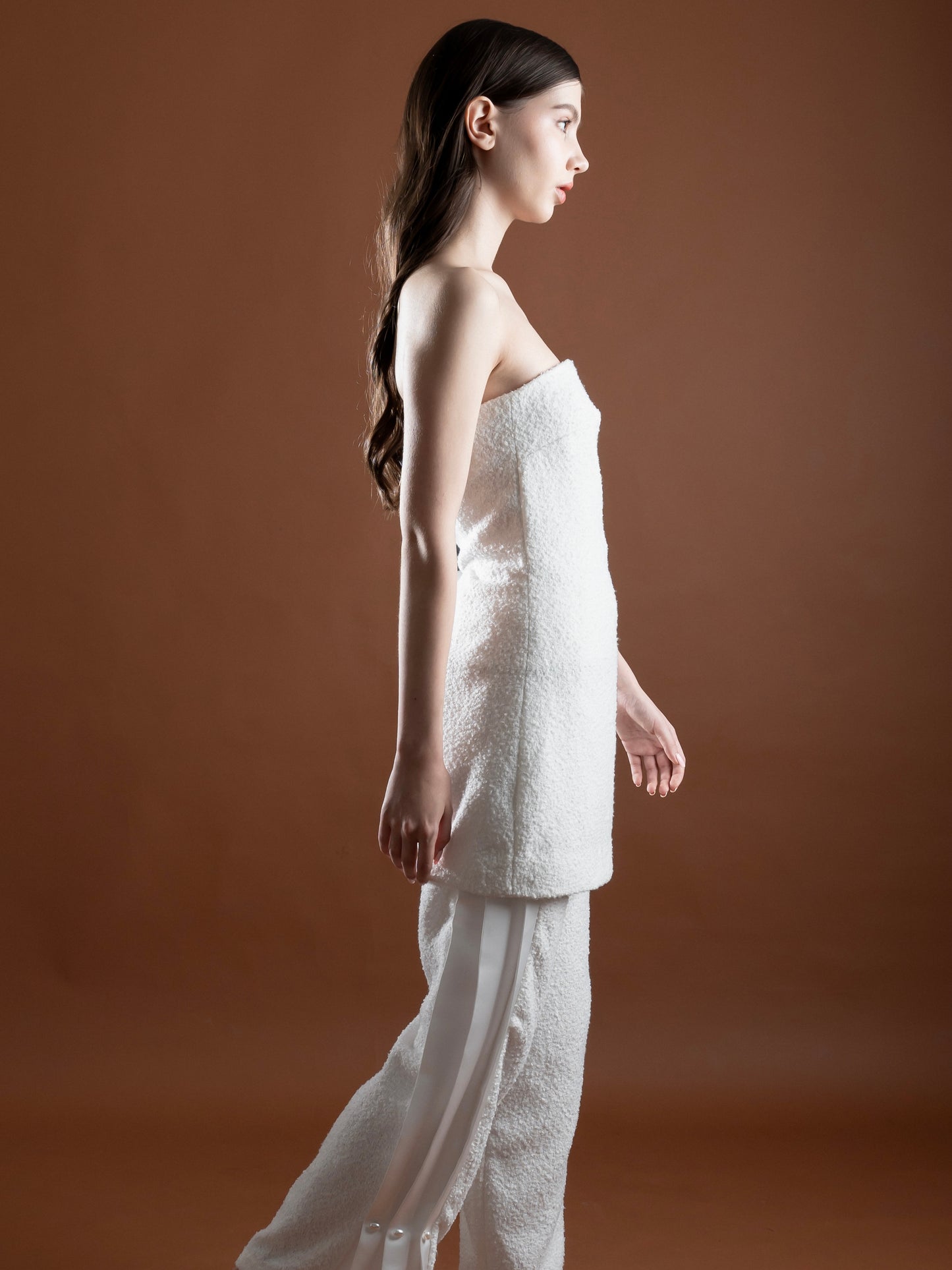 Pearl Pearl Tweed Straight Pants with Pleats