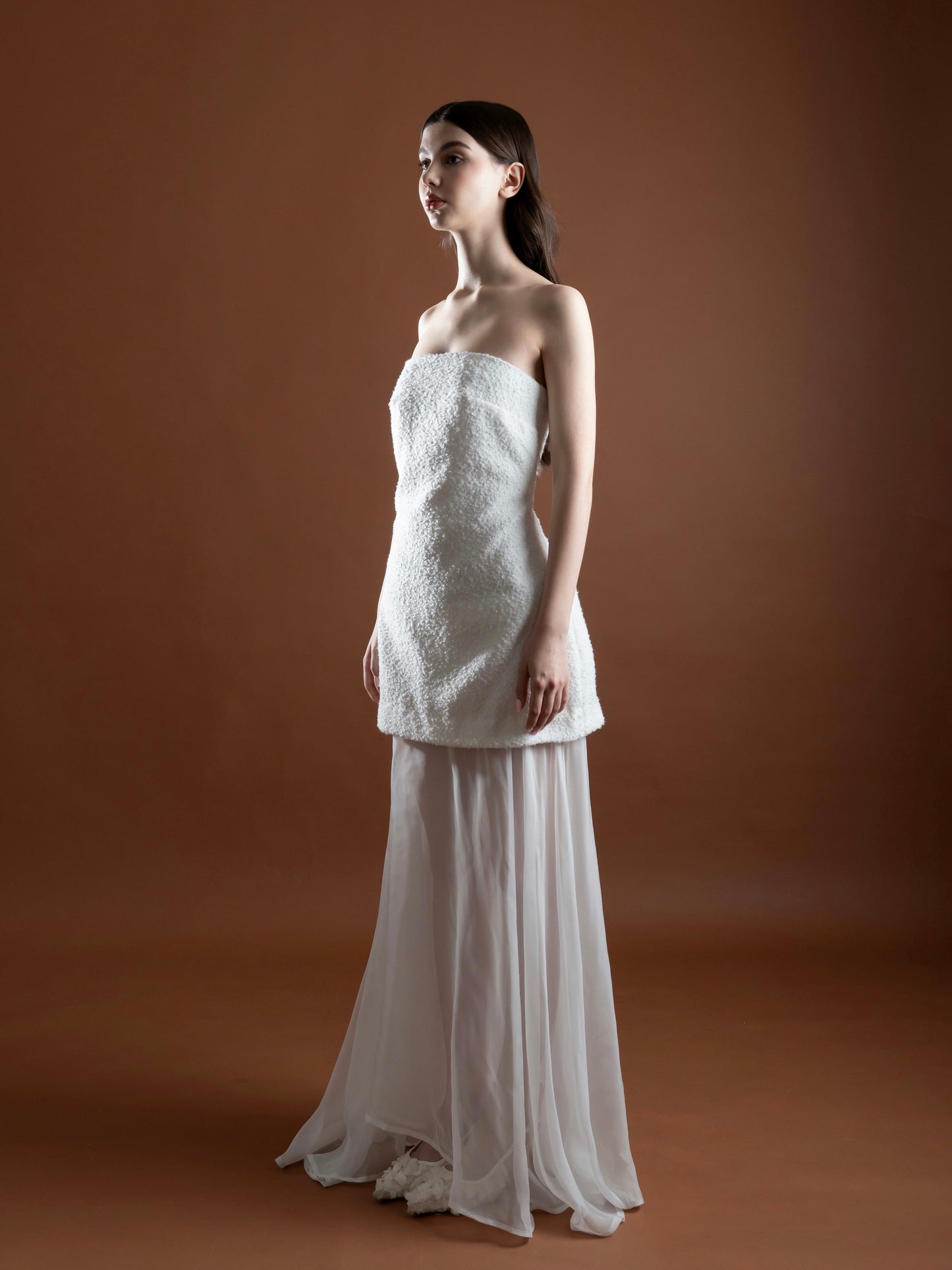 Pearl Pearl Tweed Bustier Dress with Detachable Skirt