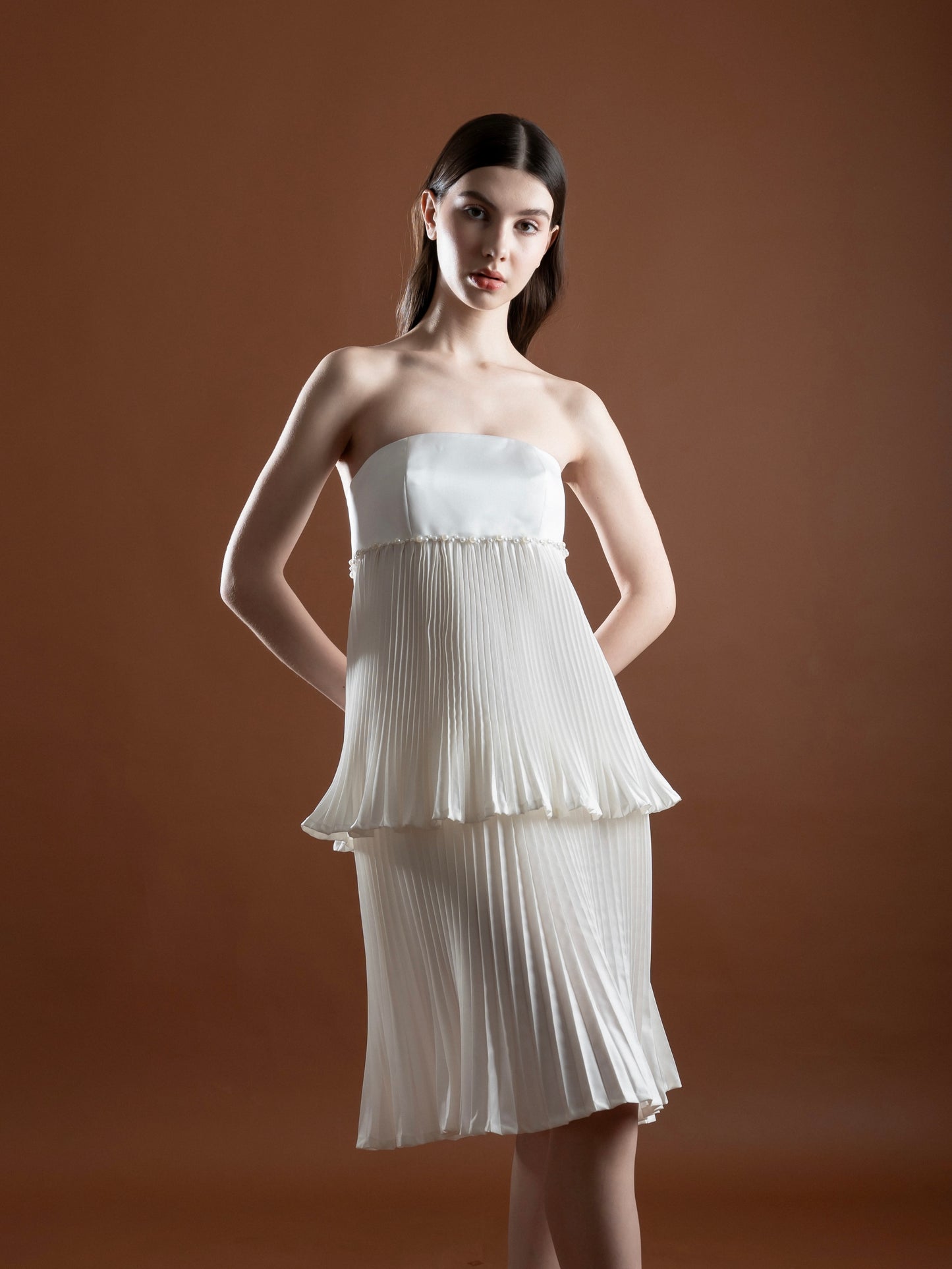 Pearl Pearl Pleated Taffeta Tier Dress
