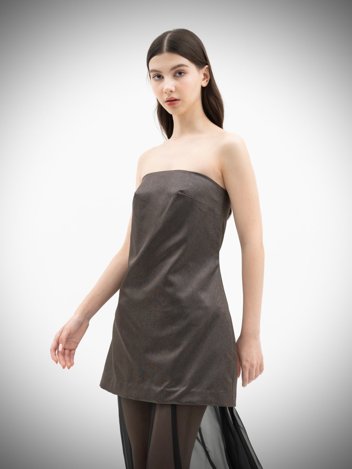 Pearl Pearl Bustier Dress with Chiffon Skirt