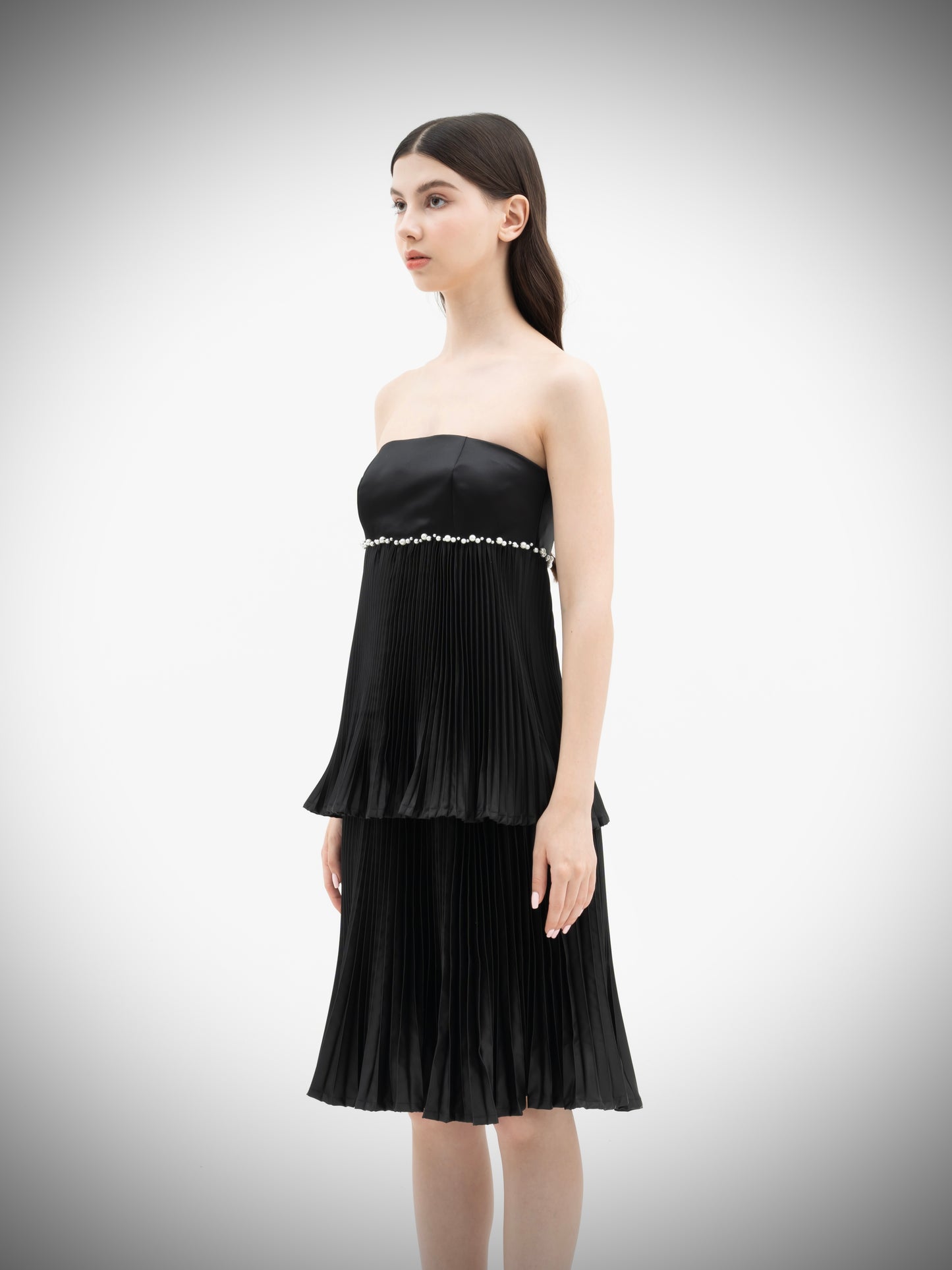 Pearl Pearl Pleated Taffeta Tier Dress