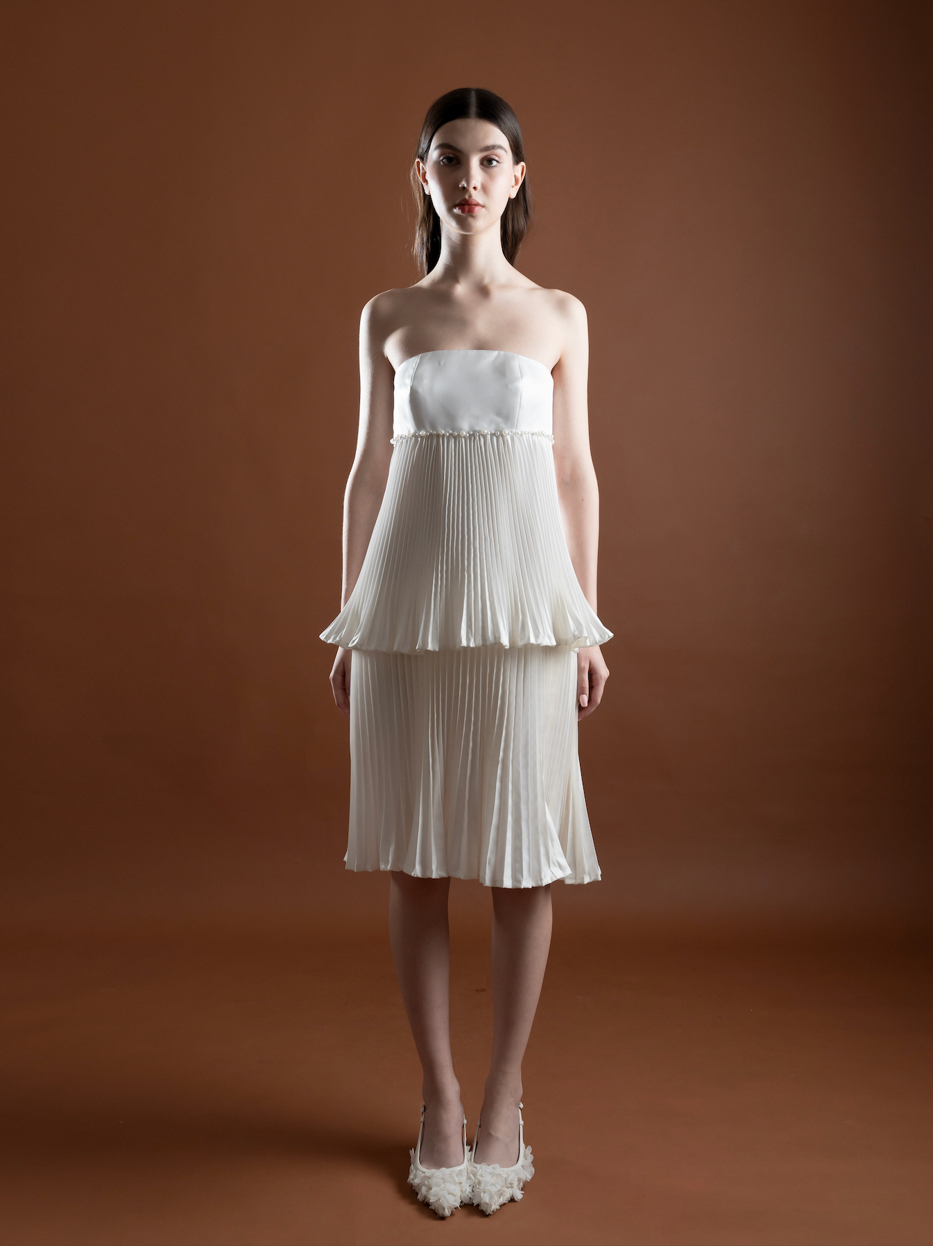 Pearl Pearl Pleated Taffeta Tier Dress