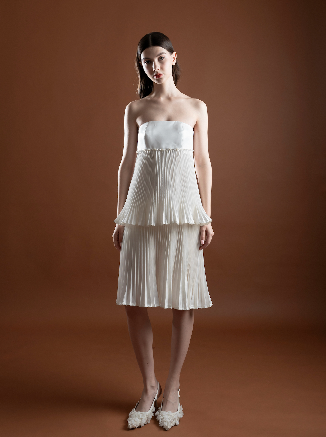 Pearl Pearl Pleated Taffeta Tier Dress