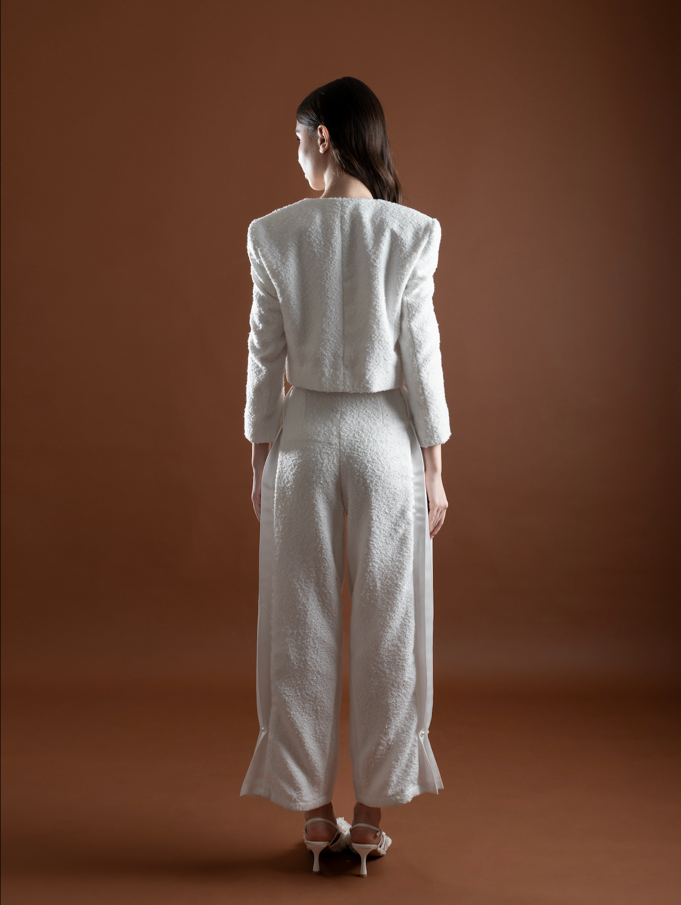 Pearl Pearl Tweed Straight Pants with Pleats