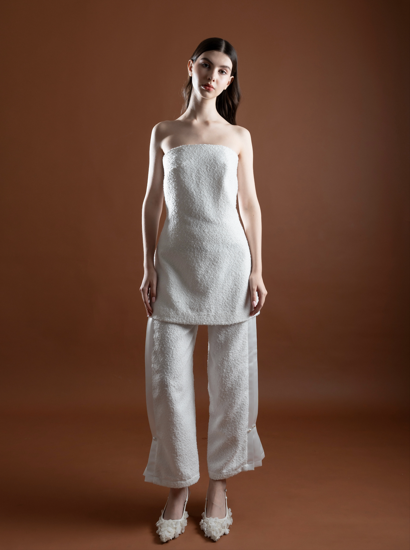 Pearl Pearl Tweed Bustier Dress with Detachable Skirt