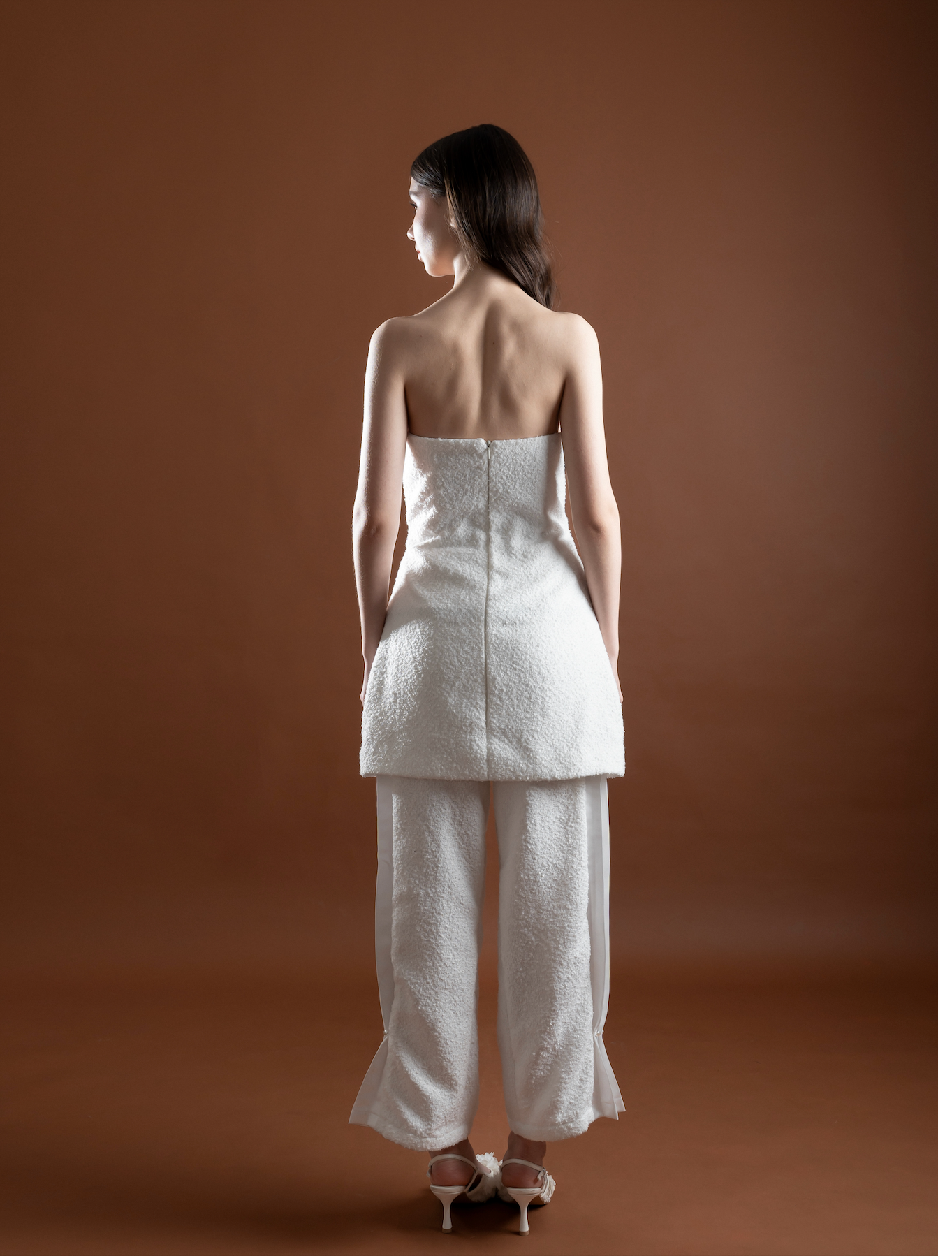 Pearl Pearl Tweed Bustier Dress with Detachable Skirt