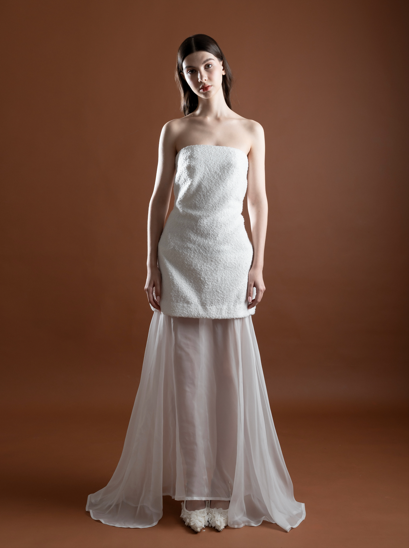 Pearl Pearl Tweed Bustier Dress with Detachable Skirt