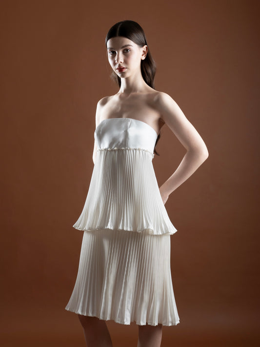 Pearl Pearl Pleated Taffeta Tier Dress