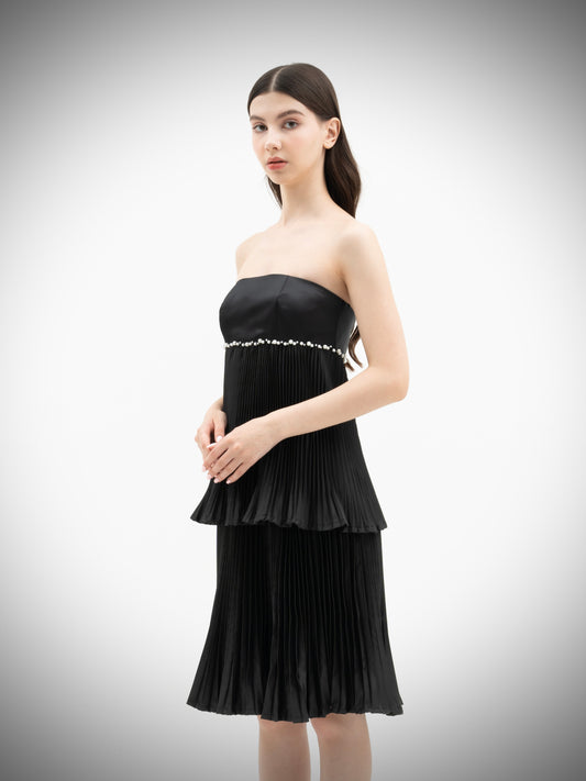 Pearl Pearl Pleated Taffeta Tier Dress