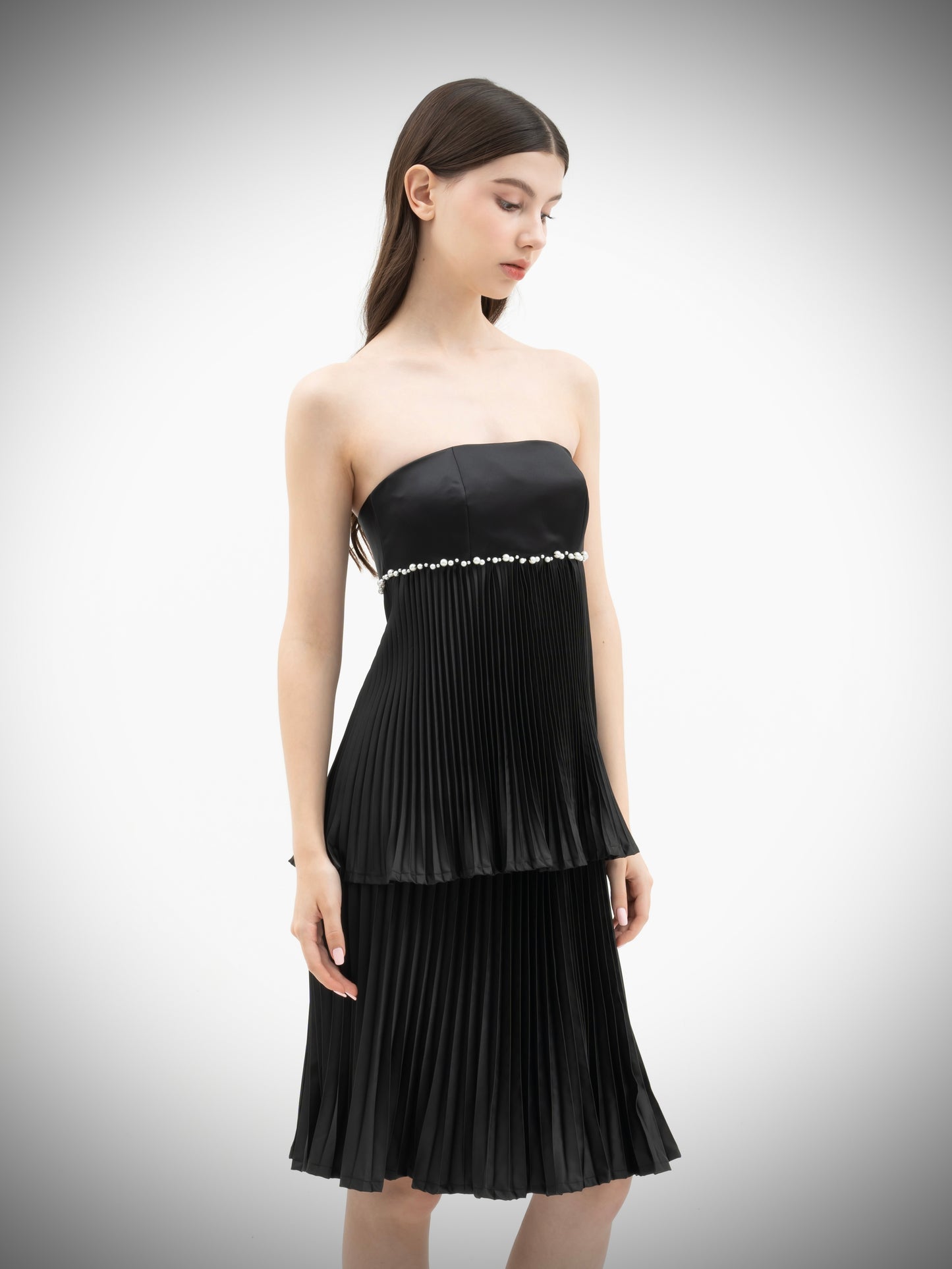 Pearl Pearl Pleated Taffeta Tier Dress