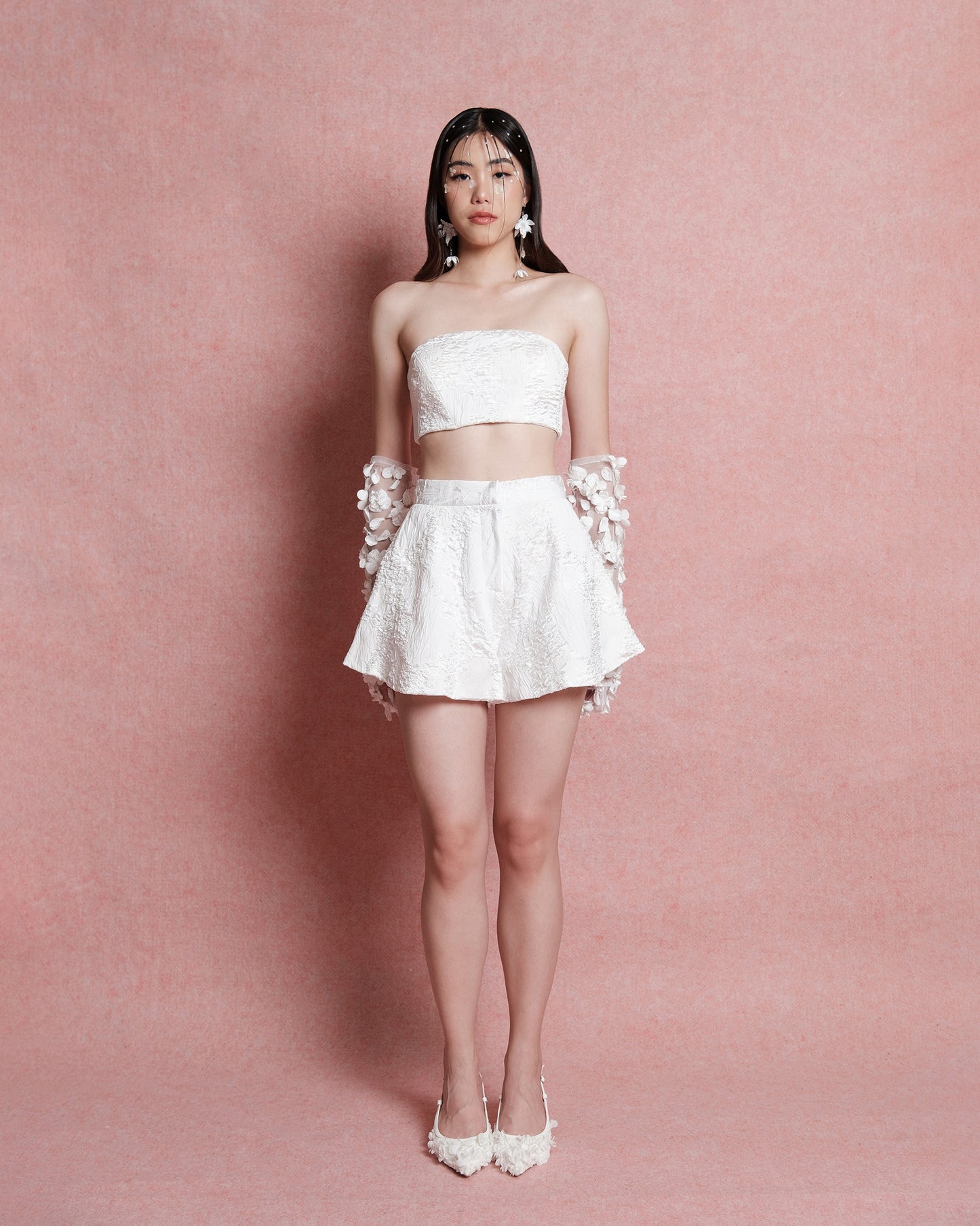 Fiorella White Flared Shorts