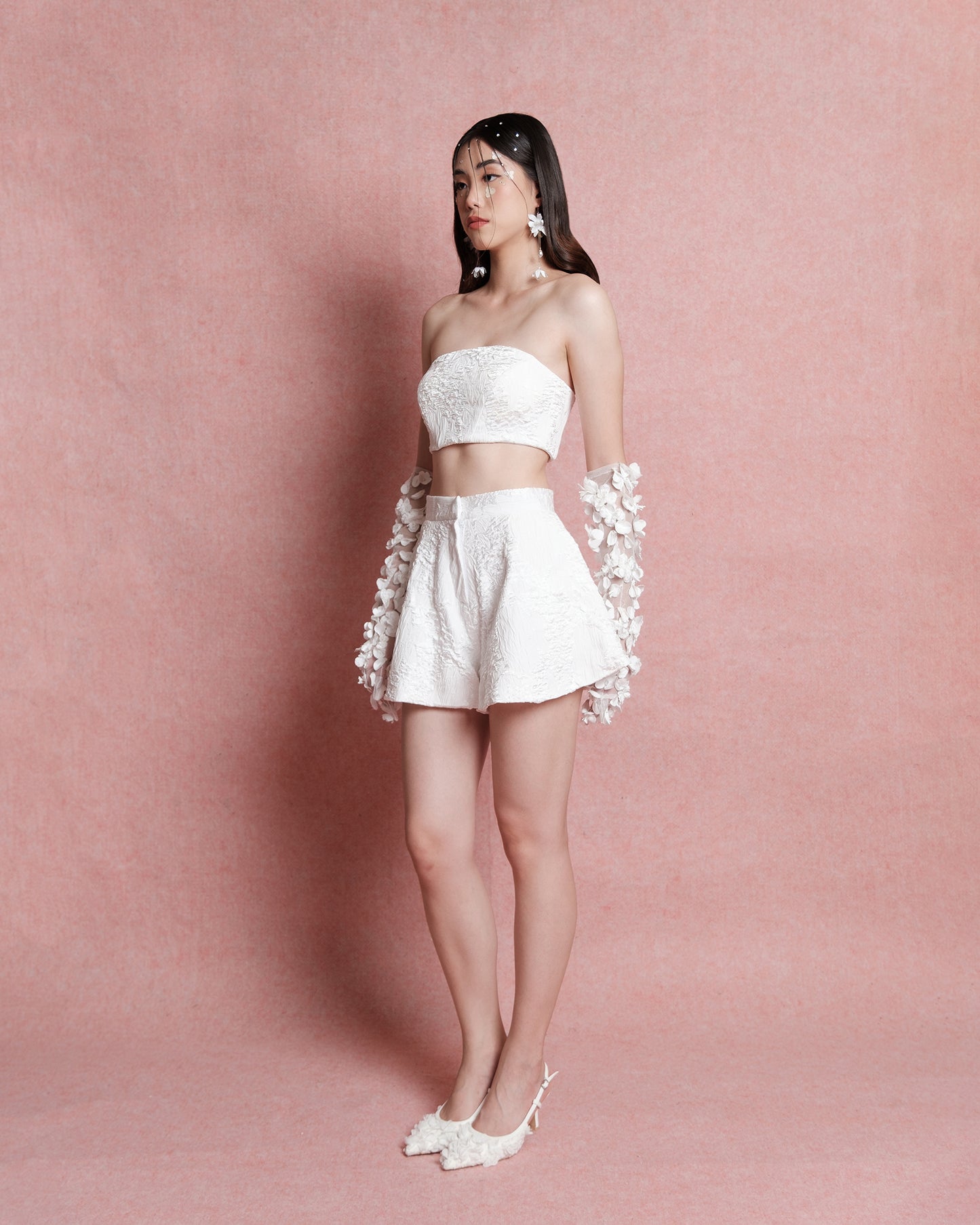 Fiorella White Flared Shorts